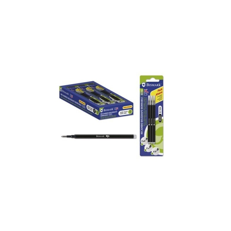 RECAMBIO NEGRO BOLIGRAFO BORRABLE BISMARK BLISTER 3U