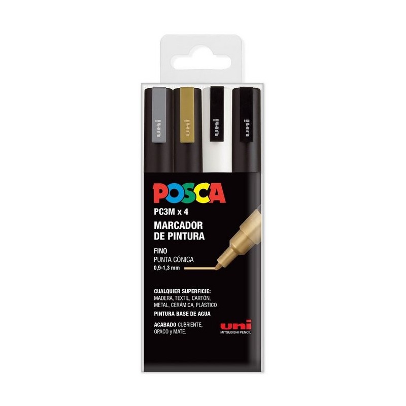 ROTULADOR UNI POSCA PC-3M ESTUCHE 4 GSWB