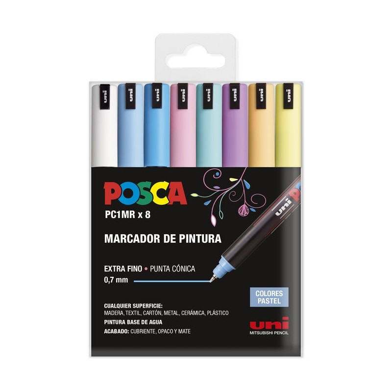 ROTULADOR POSCA PC-1MR 8 COLORES PASTEL