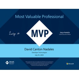 Impresión Título Microsoft MVP con acabado metalizado
