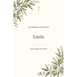 Recordatorios de comunión personalizados · colección olivo