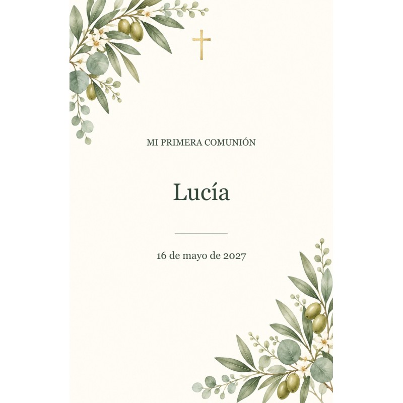 Recordatorios de comunión personalizados · colección olivo