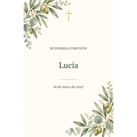 Recordatorios de comunión personalizados · colección olivo