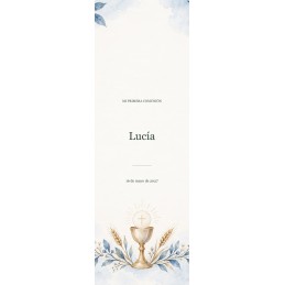 Marcapáginas de comunión personalizados · colección acuarela cielo