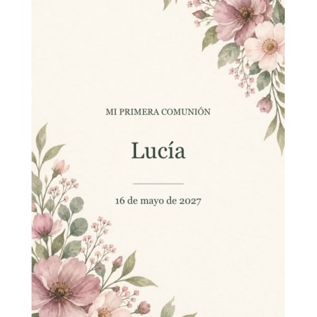 Etiquetas de comunión personalizadas · colección flores malva