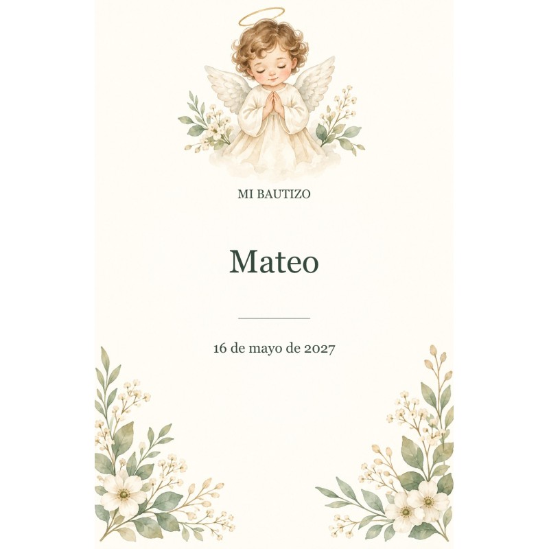 Recordatorios de bautizo personalizados · colección bautizo angel