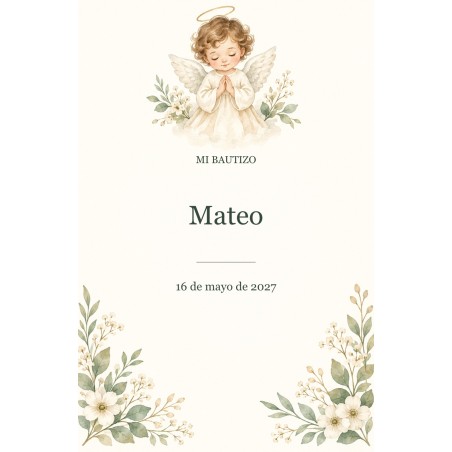 Recordatorios de bautizo personalizados · colección bautizo angel