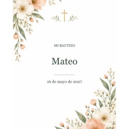 Etiquetas de bautizo personalizadas · colección flores melocoton