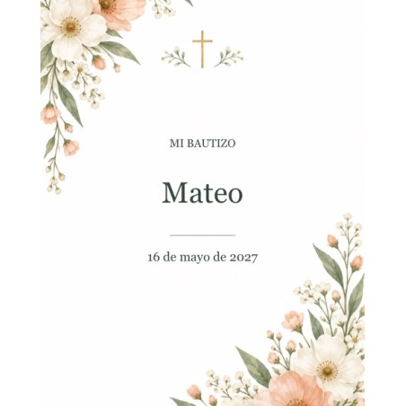 Etiquetas de bautizo personalizadas · colección flores melocoton